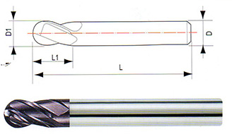整體硬質(zhì)合金3、4刃球頭銑刀